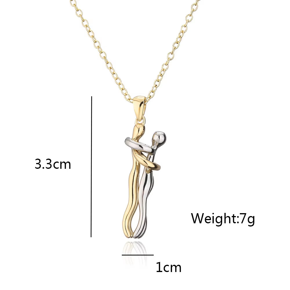 High Quality Gold Color Copper Wedding Jewelry 2022 Fashion Unique Design Women Men Give Me a Hug Necklace Wholesale