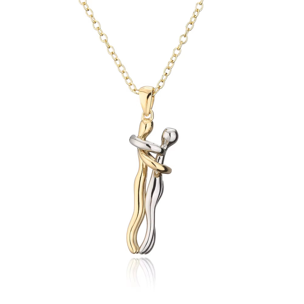 High Quality Gold Color Copper Wedding Jewelry 2022 Fashion Unique Design Women Men Give Me a Hug Necklace Wholesale