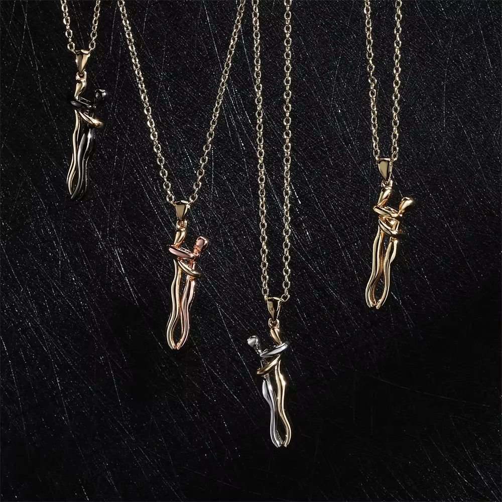 High Quality Gold Color Copper Wedding Jewelry 2022 Fashion Unique Design Women Men Give Me a Hug Necklace Wholesale