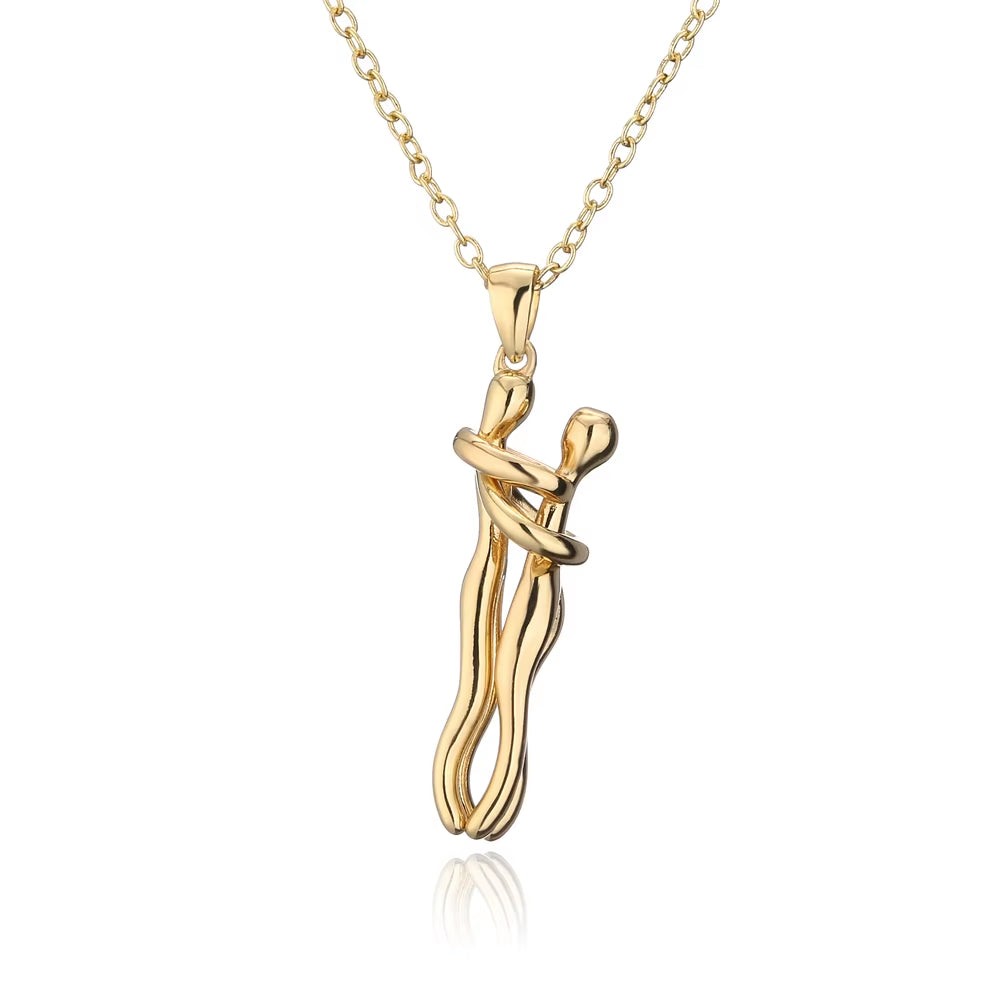 High Quality Gold Color Copper Wedding Jewelry 2022 Fashion Unique Design Women Men Give Me a Hug Necklace Wholesale