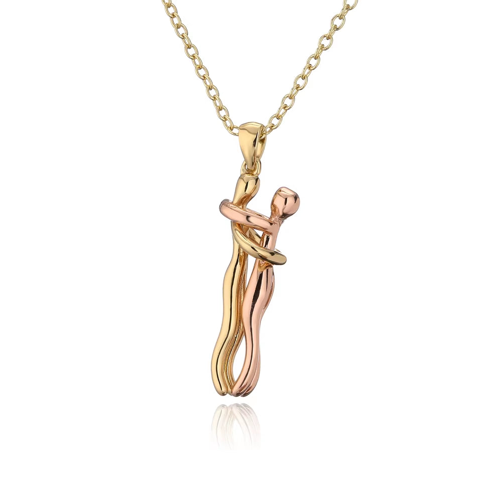 High Quality Gold Color Copper Wedding Jewelry 2022 Fashion Unique Design Women Men Give Me a Hug Necklace Wholesale