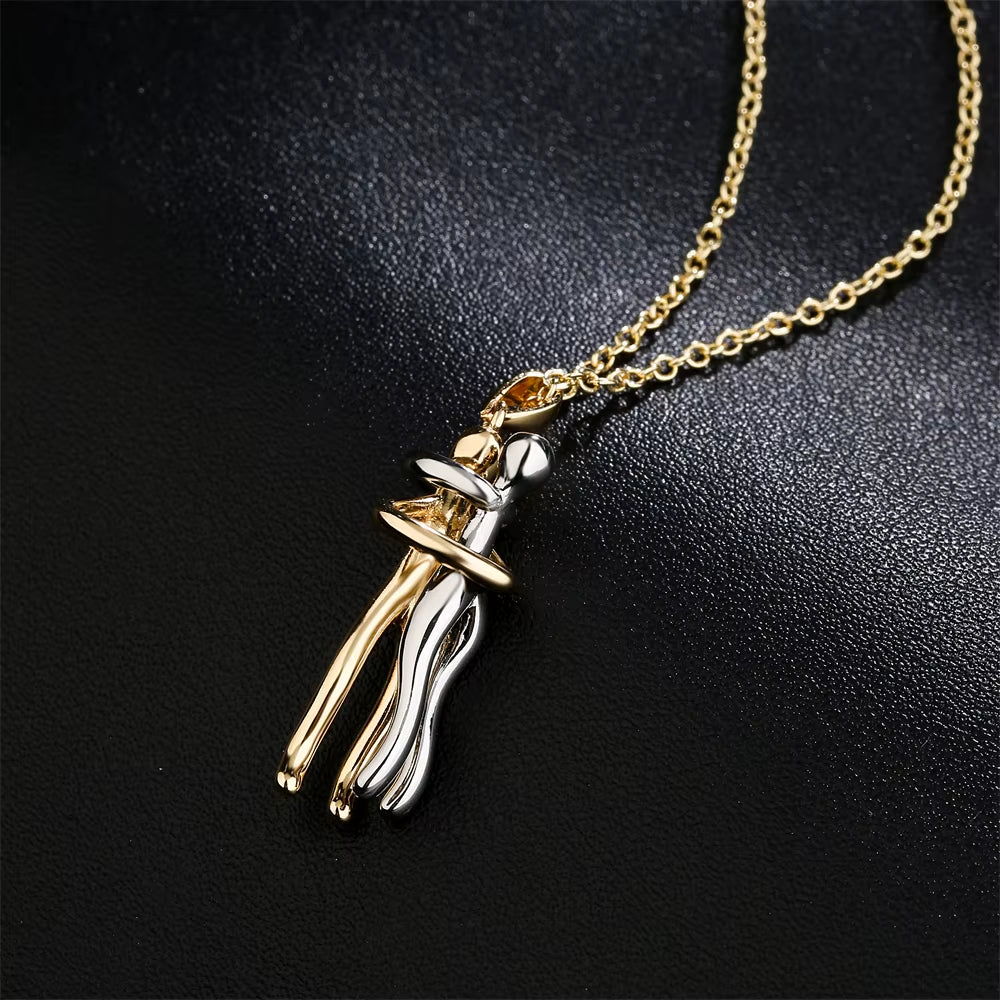 High Quality Gold Color Copper Wedding Jewelry 2022 Fashion Unique Design Women Men Give Me a Hug Necklace Wholesale